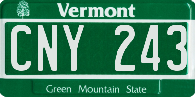 VT license plate CNY243