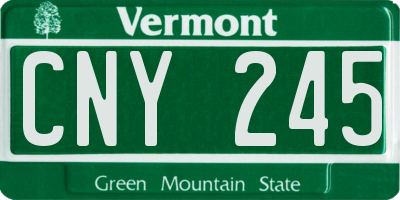 VT license plate CNY245