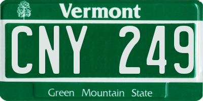VT license plate CNY249
