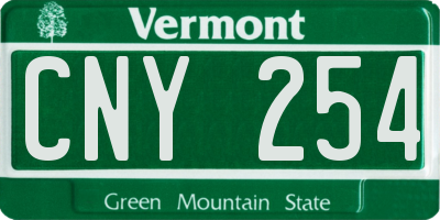 VT license plate CNY254