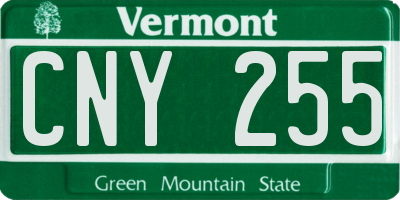 VT license plate CNY255