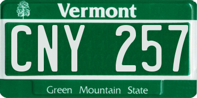 VT license plate CNY257