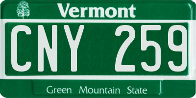 VT license plate CNY259