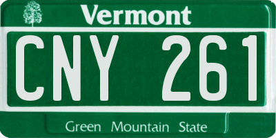 VT license plate CNY261