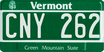 VT license plate CNY262