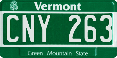 VT license plate CNY263