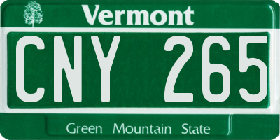 VT license plate CNY265