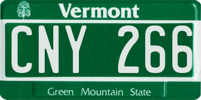 VT license plate CNY266