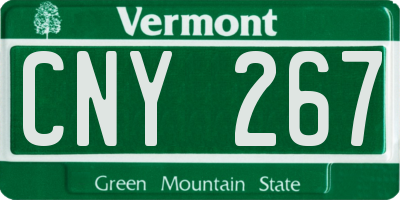 VT license plate CNY267