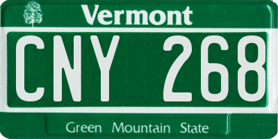 VT license plate CNY268