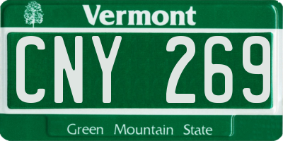 VT license plate CNY269