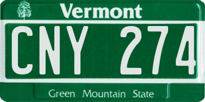 VT license plate CNY274