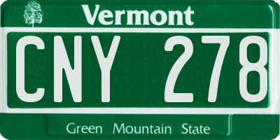 VT license plate CNY278