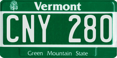VT license plate CNY280