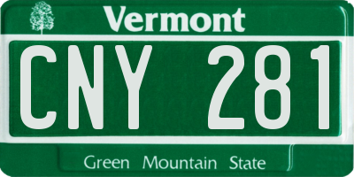 VT license plate CNY281