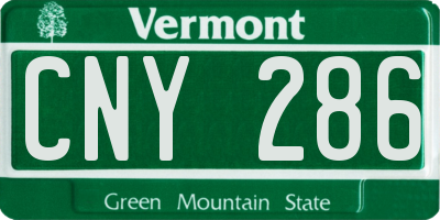 VT license plate CNY286