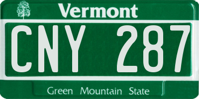 VT license plate CNY287