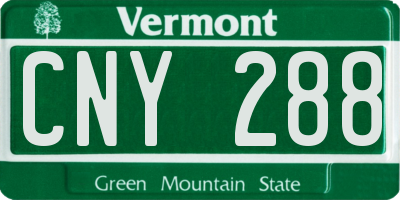 VT license plate CNY288
