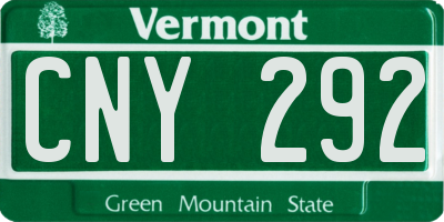VT license plate CNY292