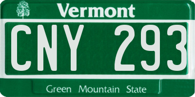 VT license plate CNY293