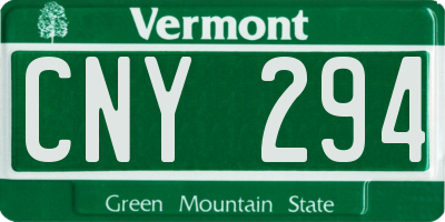VT license plate CNY294