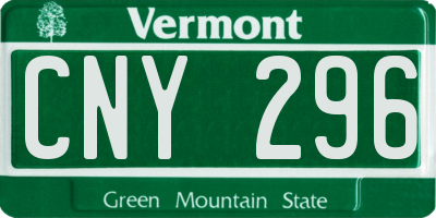 VT license plate CNY296