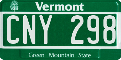 VT license plate CNY298