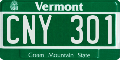 VT license plate CNY301