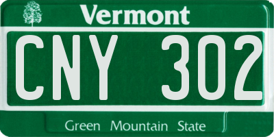 VT license plate CNY302