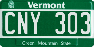 VT license plate CNY303