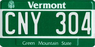 VT license plate CNY304