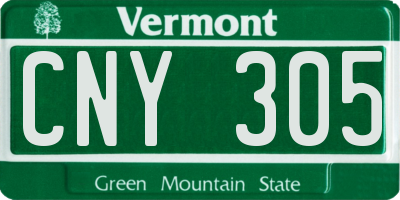 VT license plate CNY305