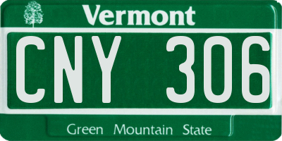 VT license plate CNY306
