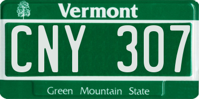 VT license plate CNY307