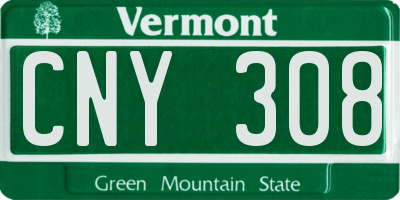 VT license plate CNY308