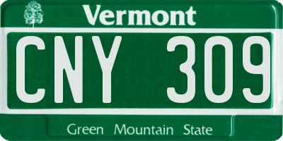 VT license plate CNY309