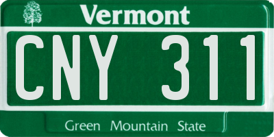 VT license plate CNY311