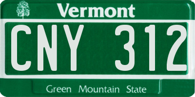 VT license plate CNY312