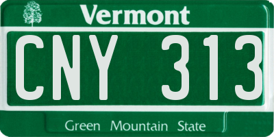 VT license plate CNY313
