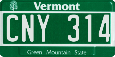 VT license plate CNY314