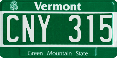 VT license plate CNY315
