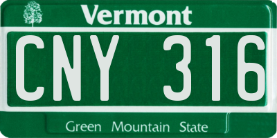 VT license plate CNY316
