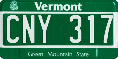 VT license plate CNY317