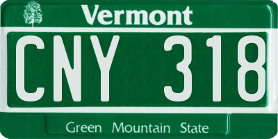VT license plate CNY318