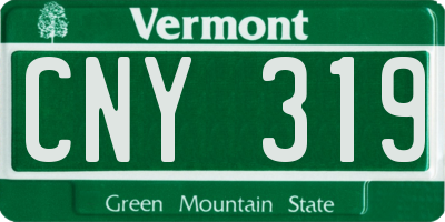 VT license plate CNY319