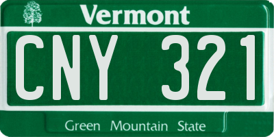 VT license plate CNY321