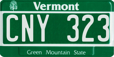 VT license plate CNY323