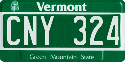 VT license plate CNY324