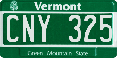VT license plate CNY325