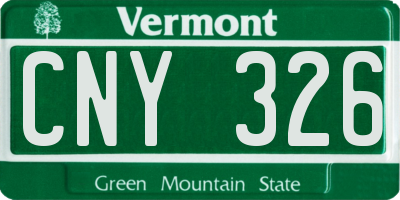 VT license plate CNY326